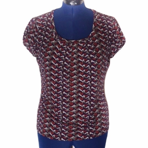 Worthington XL scoop neck white/purple/red bubble chevron design stretch‎ top